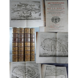 Calmet dictionnaire historique et critique de la bible Grand papier grand in folio complet des 204 gravures et cartes superbe