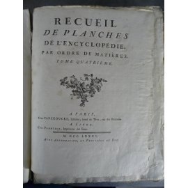Diderot Panckoucke Encyclopédie tome IV 257 planches mosaïque, Orfèvre , papeterie, salines tabac tournage...