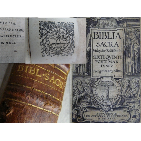Précieuse Bible Biblia sacra du célèbre imprimeur Plantin à Anvers en 1629 complet