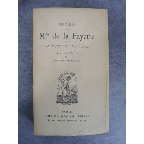 Mme de la Fayette La princesse de Clèves Editions Lemerre bel exemplaire non coupé à toutes marges