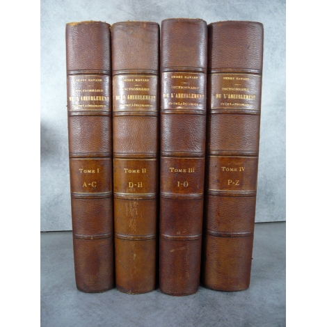 Havard, Dictionnaire de l'ameublement architecture chromolithographie 4 forts volumes reliés cuir 1890.