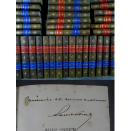 Lamartine Oeuvres complètes passées dans la main de l'auteur, 40 volume envoi au premier tome reliures strictement du temps.