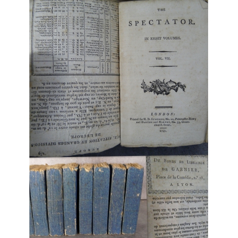 The Spectator in eight volumes london 1797 Superbe brochage d'attente engraving gravures