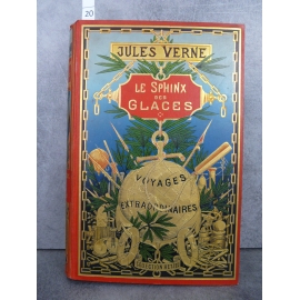 Hetzel Jules Verne le sphinx des glaces Globe doré dos au Phare. Voyages extraordinaires très bel exemplaire.