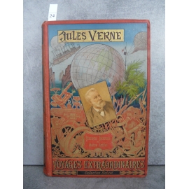 Hetzel Jules Verne Mirifiques aventures de Maitre Antifer Cartonnage portrait collé dos au phare Voyages extraordinaires