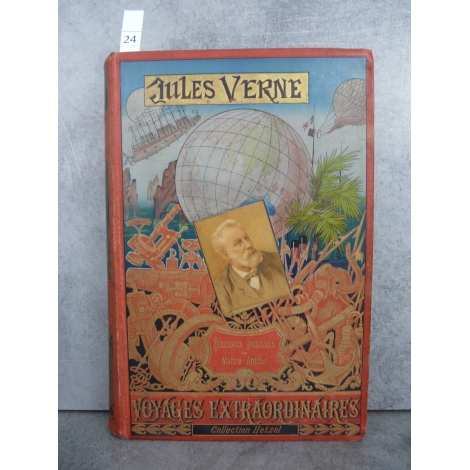 Hetzel Jules Verne Mirifiques aventures de Maitre Antifer Cartonnage portrait collé dos au phare Voyages extraordinaires