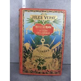 Hetzel Jules Verne Maître du monde Drame en Livonie, Globe doré dos au phare voyages extraordinaires